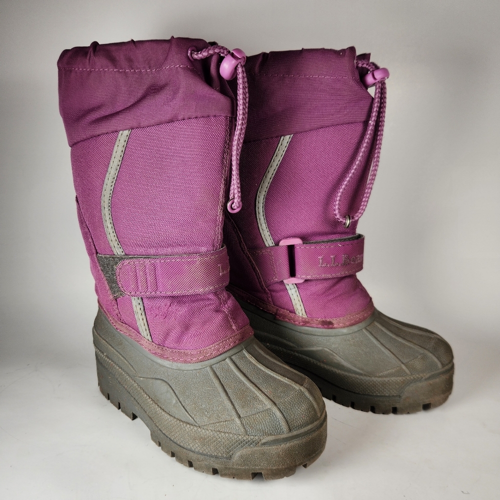 L.L. BEAN Kid Snow Boot Purple Felt Lining Winter Waterproof Size 10  Warm Shoes